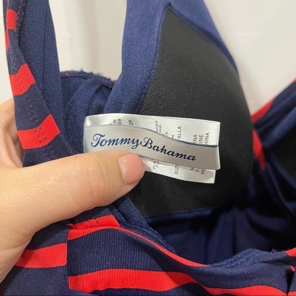 Tommy Bahama Sea Swell V-Neck Faux Wrap Swimsuit One-Piece in Air Kiss Red 14 - Picture 8 of 9